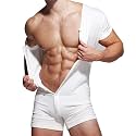 GYMAPE Mens Short Sleeve Jumpsuit Pajamas Onesie Henley