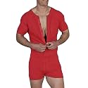 GYMAPE Mens Short Sleeve Jumpsuit Pajamas Onesie Henley