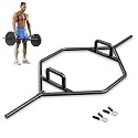 GYMAX Olympic Folding Trap Bar - 56" Chrome Hex Weight Lifting Bar for Squats, Deadlifts, Shrugs &amp; Power Pulls - 800Lbs Capacity