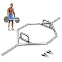GYMAX Olympic Folding Trap Bar - 56" Chrome Hex Weight Lifting Bar for Squats, Deadlifts, Shrugs & Power Pulls - 800Lbs Capacity