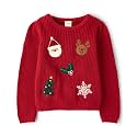 Gymboree Boys' and Toddler Long Sleeve Embroidered Crew Neck Pullover Sweater