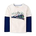 Gymboree Boys and Toddler Embroidered Graphic Long Sleeve Layered T-Shirts