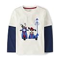 Gymboree Boys and Toddler Embroidered Graphic Long Sleeve Layered T-Shirts