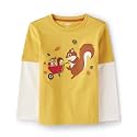 Gymboree Boys and Toddler Embroidered Graphic Long Sleeve Layered T-Shirts