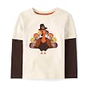 Gymboree Boys and Toddler Embroidered Graphic Long Sleeve Layered T-Shirts