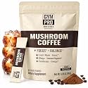 GYMPRO® Instant Mushroom Coffee with Lion's Mane, Cordyceps & Reishi, 30 Packets, 5 Fruiting Body Extracts + Chaga Sclerotium Extract, L-Theanine & Prebiotic, Focus Energy Gut Health, No Earthy Taste