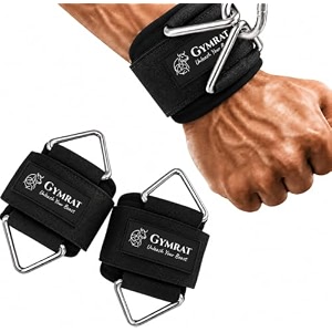 gymrat black wrist cuffs with d-ring wrist wraps for weightlifting with neoprene padding wrist straps for cable machines