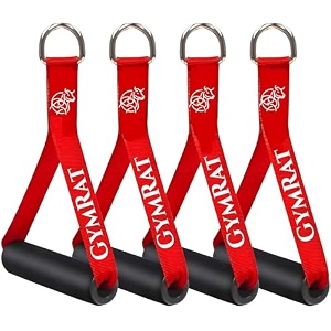 gymrat premium red durable resistance band handlesgym cable handles with snaphook comfortable exercise handle grips attachment red gym handles pack of 4