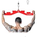 GYMRAT™ New RED Multi Grip LAT Pull Down Bar with 6 Ergonomic Handles, Neutral Grip LAT Pulldown Attachments for Whole Back Training, Wide Grip LAT Pulldown Bars for Home Gym Cable with Snaphook