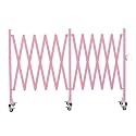 GYMTIME Expandable Metal Barricade, Flexible Mobile Safety Barrier, Folding Security Gate with Casters, Adjustable Traffic Temporary Fence for School, Shopping Mall, 16 Feet, Pale Pink