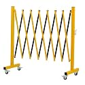 GYMTIME Expandable Metal Barricade, Portable Safety Traffic Barrier with Casters, Mobile Driveway Gate, Adjustable Security Fence, 11 Feet, Yellow and Black