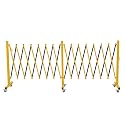 GYMTIME Metal Expandable Barricade, Safety Barrier with Casters, Retractable Traffic Fence, Mobile Temporary Folding Security Gate for Outdoor, Shopping Mall, 23 Feet, Yellow and Black