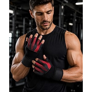 GymWar Unisex Leather Gladiator Gym Gloves