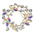 GynampJoy Clear Crystal Rhinestone Floral Wreath Pin