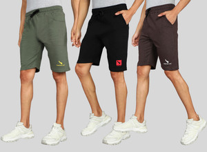 gyrfalcon pack of 3 printed men green black brown regular shorts