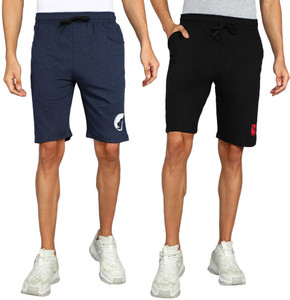 gyrfalcon pack of 2 printed men black blue regular shorts