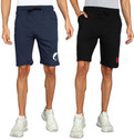 GYRFALCON Pack of 2 Printed Men Black, Blue Regular Shorts