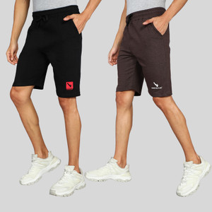 gyrfalcon pack of 2 printed men black brown regular shorts