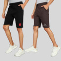 GYRFALCON Pack of 2 Printed Men Black, Brown Regular Shorts