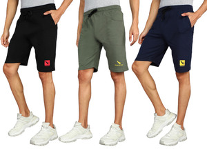 gyrfalcon pack of 3 printed men black green dark blue regular shorts