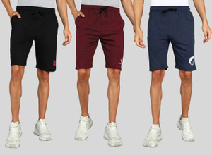 gyrfalcon pack of 3 printed men black maroon blue regular shorts