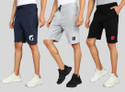 GYRFALCON Pack of 3 Printed Men Blue, Black, Silver Regular Shorts