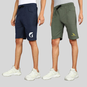 gyrfalcon pack of 2 printed men blue green regular shorts