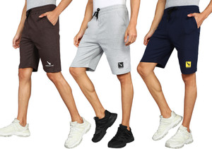 gyrfalcon pack of 3 printed men brown silver dark blue regular shorts