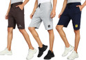 GYRFALCON Pack of 3 Printed Men Brown, Silver, Dark Blue Regular Shorts
