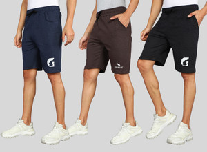 gyrfalcon pack of 3 printed men dark grey brown blue regular shorts
