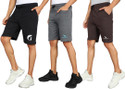 GYRFALCON Pack of 3 Printed Men Dark Grey, Grey, Brown Regular Shorts