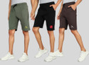 GYRFALCON Pack of 3 Printed Men Green, Black, Brown Regular Shorts