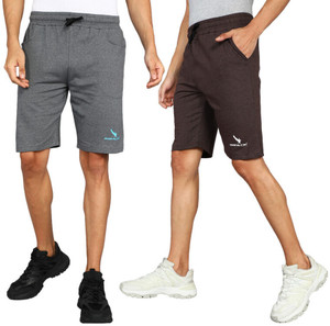 gyrfalcon pack of 2 printed men grey brown regular shorts