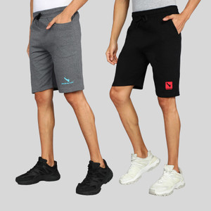gyrfalcon pack of 2 printed men grey dark blue regular shorts