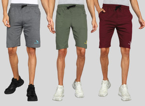 gyrfalcon pack of 3 printed men grey green maroon regular shorts