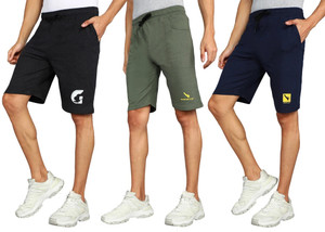 gyrfalcon pack of 3 printed men multicolor regular shorts