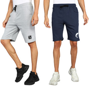 gyrfalcon pack of 2 printed men silver blue regular shorts