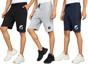 gyrfalcon pack of 3 printed men silver dark grey blue regular shorts