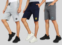 GYRFALCON Pack of 3 Printed Men Silver, Dark Blue, Grey Regular Shorts