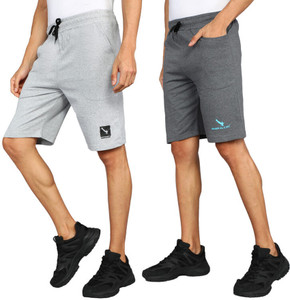 gyrfalcon pack of 2 printed men silver grey regular shorts