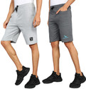 GYRFALCON Pack of 2 Printed Men Silver, Grey Regular Shorts