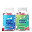 Gytree Biotin & Sound Sleep Gummies | Hair, Skin & Nail Support with Vital Nutrients | Melatonin & Ashwagandha for Restful Sleep & Stress Relief | No Gelatin, Soy | Strawberry Flavour | 30+30 Pack