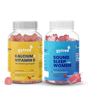 gytree calcium  vitamin d amp sound sleep gummies for women  stronger bones joints amp immunity  melatonin amp ashwagandha for restful sleep amp stress relief 100 vegan  strawberry flavour  3030 pack
