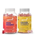 Gytree Iron &amp; Calcium Gummies for Women with SunActive® Fe &amp; Vitamin D3 | Supports Hemoglobin, Energy, Bone Strength &amp; Immunity | Vegetarian, Strawberry Flavour | 30 Iron + 30 Calcium Gummies