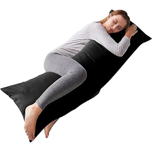 large body pillow insert- breathable full body pillow for side sleeper - soft long bed pillow for adults - 20 x 54 inch black