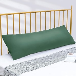 large body pillow insert- breathable full body pillow for side sleeper - soft long bed pillow for adults - 20 x 54 inch dark green