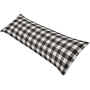 large body pillow insert- breathable full body pillow for side sleeper - soft long bed pillow for adults - 20 x 54 inch black and white
