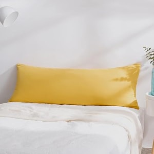 large body pillow insert- breathable full body pillow for side sleeper - soft long bed pillow for adults - 20 x 54 inch yellow