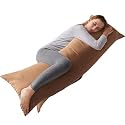Large Body Pillow Insert- Breathable Full Body Pillow for Side Sleeper - Soft Long Bed Pillow for Adults - 20 x 54 inch (Brown)