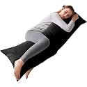 Large Body Pillow Insert- Breathable Full Body Pillow for Side Sleeper - Soft Long Bed Pillow for Adults - (20 x 54 inch) (Black)